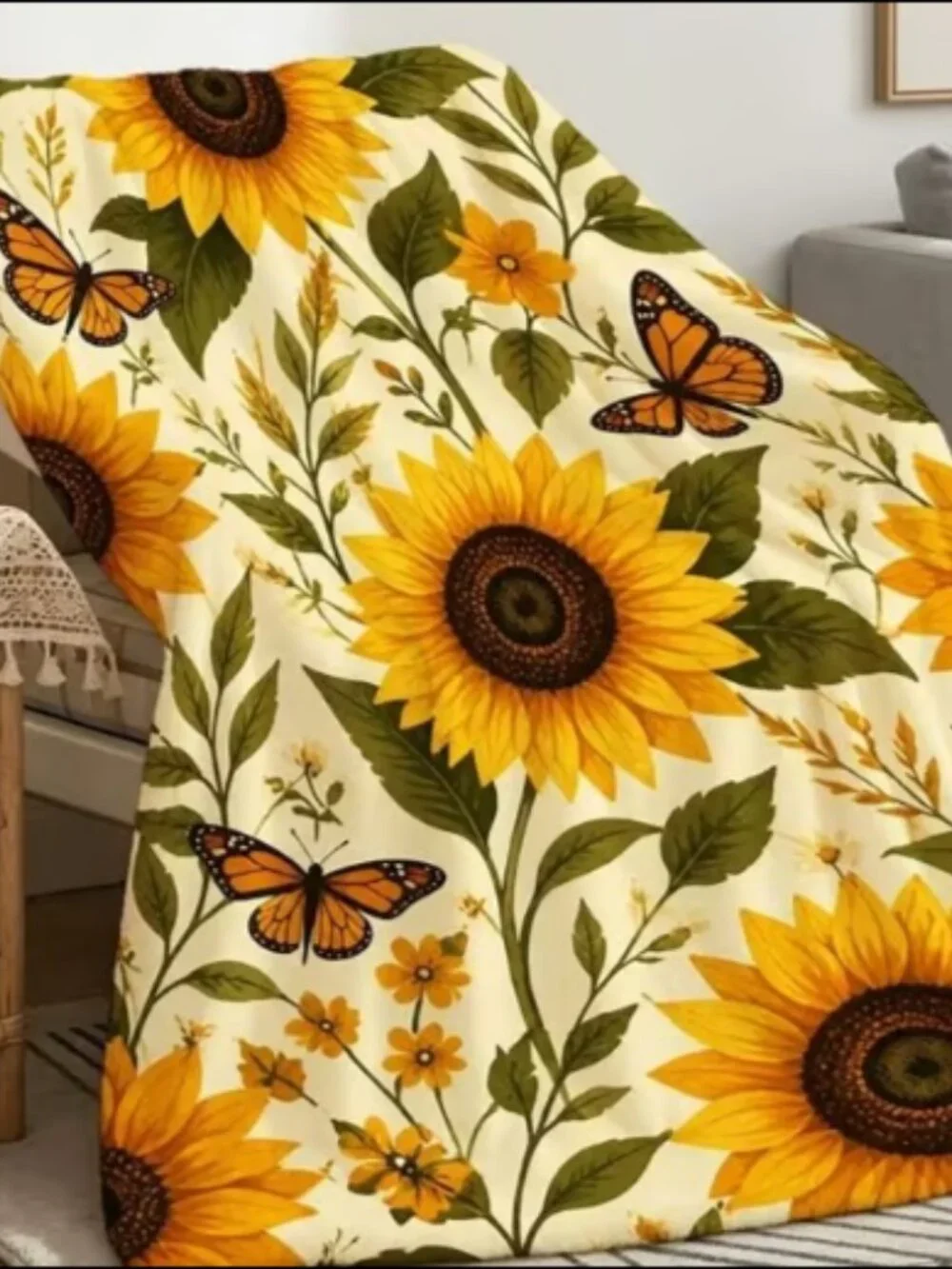 Sunflower & Butterfly Queen Plush Blanket